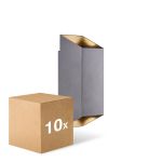 Multipack 10x Nordlux Nico Wall Light Aluminium Anthracite Up & Down | IP54 - Suitable for 2x GU10